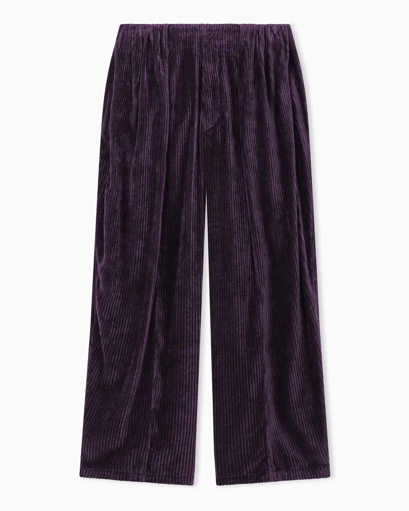 Giorgio Armani Hose aus Cordsamt mit weitem Bein und elastischem Bund Violett