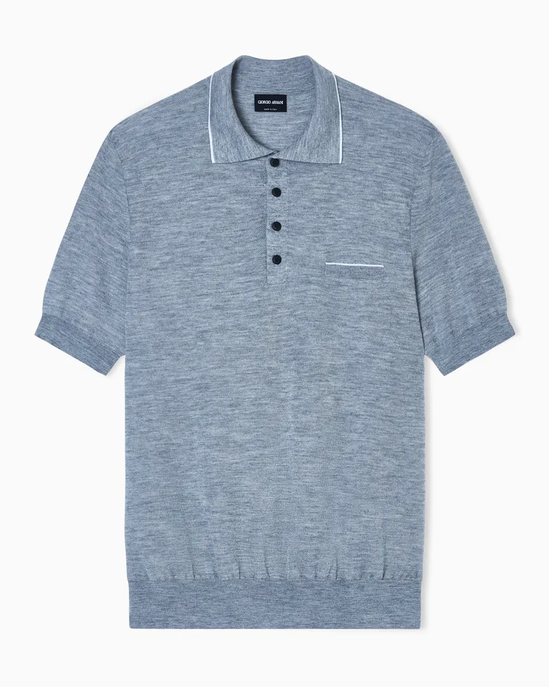 Giorgio Armani Poloshirt aus Kaschmir und Seide Hellblau