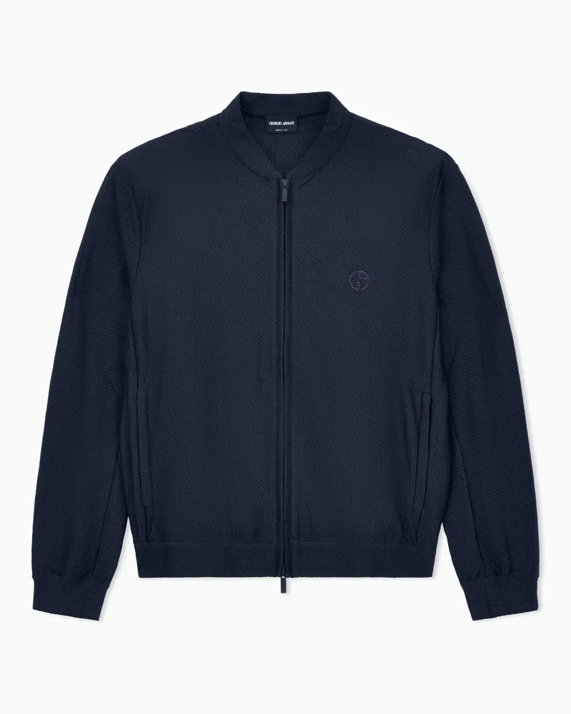 Giorgio Armani Blouson aus geprägtem Funktionsstoff Marineblau