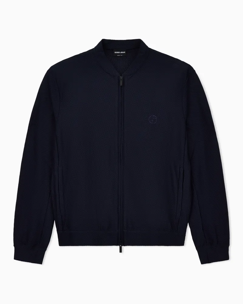 Giorgio Armani Blouson aus geprägtem Funktionsstoff Marineblau