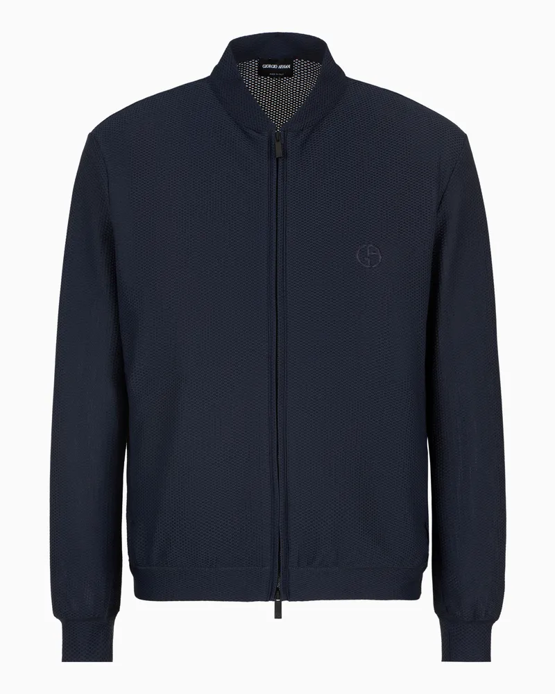 Giorgio Armani Blouson aus geprägtem Funktionsstoff Marineblau