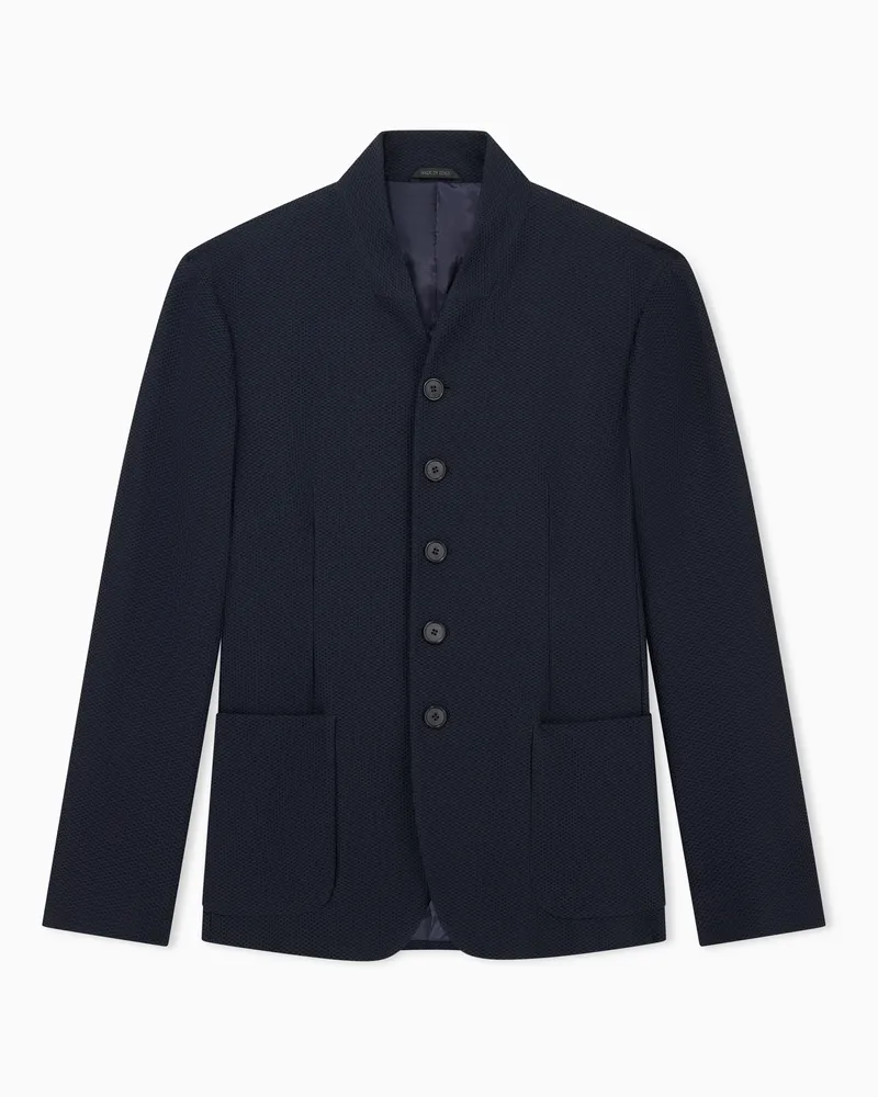 Giorgio Armani Blazer Regular aus technischem Gewebe mit Wabenstruktur Marineblau
