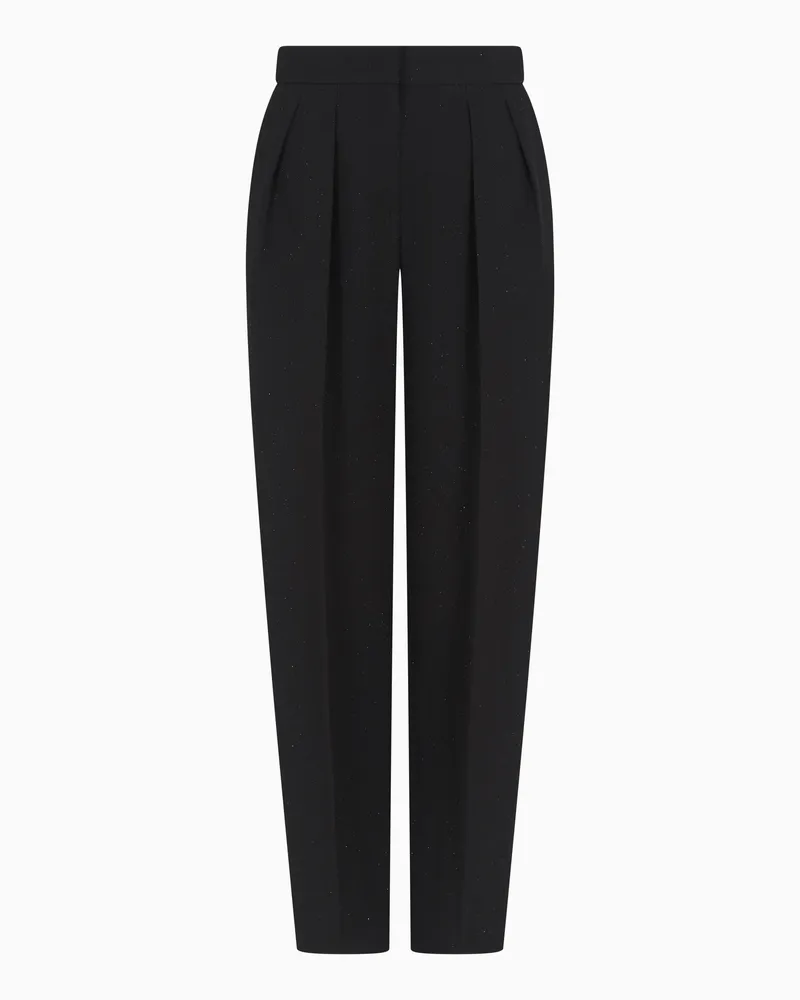 Giorgio Armani Hose mit Bundfalte, gefertigt aus glitzerndem Seiden-Cady Schwarz