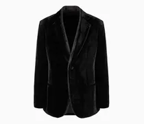 Giorgio's einreihige Smokingjacke aus Samt mit Fischgrat-Print
