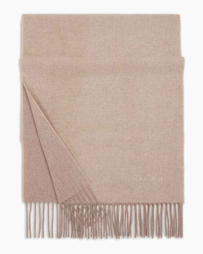 Giorgio Armani Schal aus Kaschmir mit Logo-Stick Beige