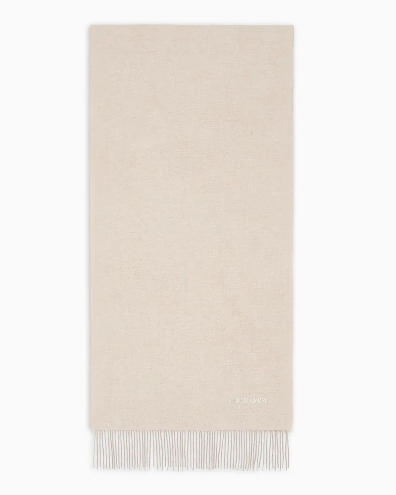 Giorgio Armani Schal aus Kaschmir mit Logo-Stick Beige