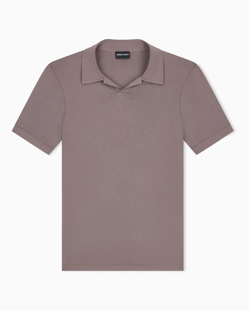 Giorgio Armani Viskose-Jersey Poloshirt ohne Knöpfe Cruise Braun