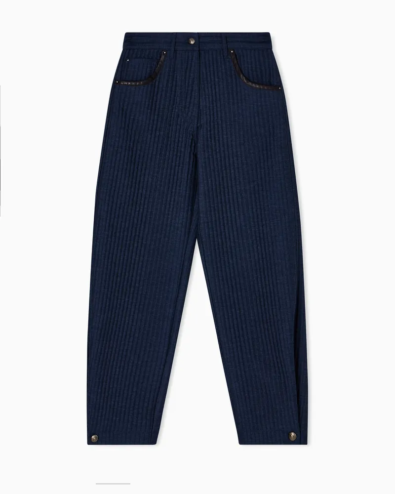 Giorgio Armani 5-Pocket-Hose aus der Denim Collection, gefertigt aus Viskose, Baumwolle und Seide mit Stepp-Muster Blau