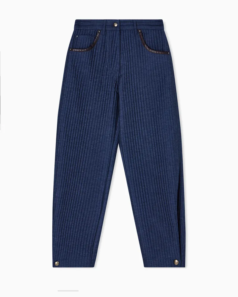 Giorgio Armani 5-Pocket-Hose aus der Denim Collection, gefertigt aus Viskose, Baumwolle und Seide mit Stepp-Muster Blau