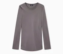Seidenbluse aus Stretch-Crepe mit Rundhalsausschnitt