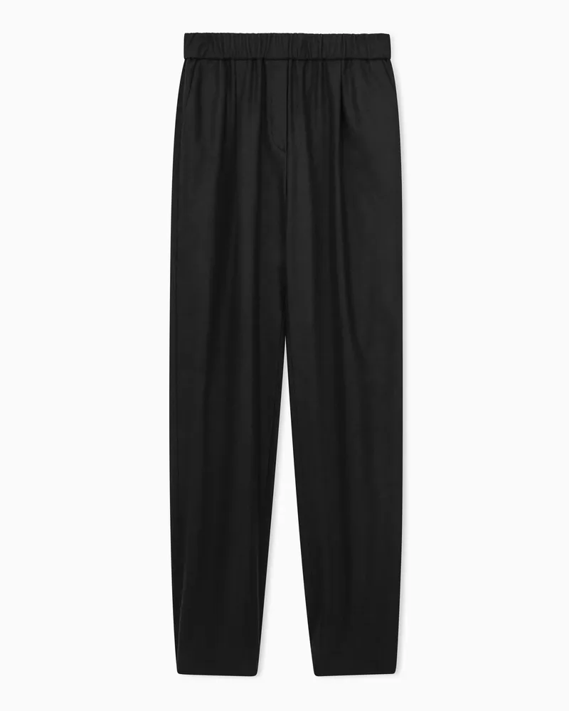 Giorgio Armani Hose aus Schurwolle und Kaschmir mit Gummizug Schwarz