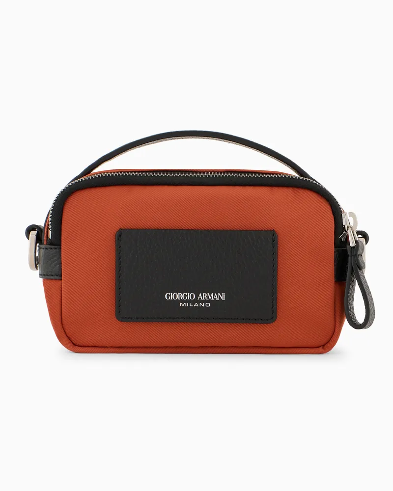 Giorgio Armani ASV Crossbody Bag im Mini-Format aus Nylon und Leder Orange