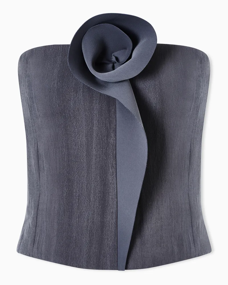 Giorgio Armani Top aus Funktionsseide mit Blumen-Detail Grau