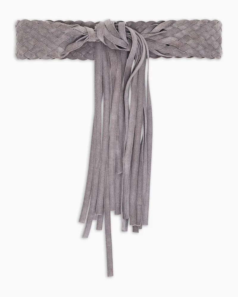 Giorgio Armani Flechtgürtel aus Veloursleder Grau