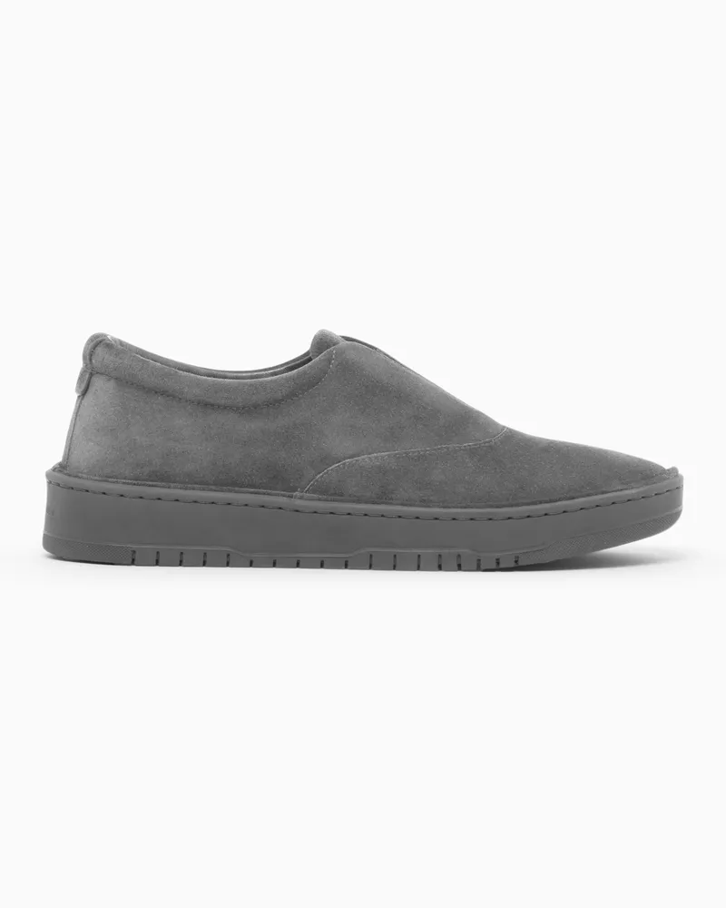 Giorgio Armani Slipper aus Veloursleder Grau