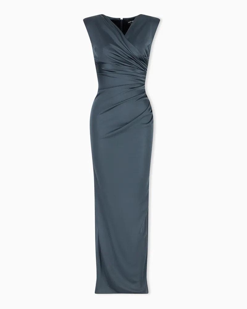 Giorgio Armani Langes ärmelloses Kleid aus Viskosejersey New Normal Grau