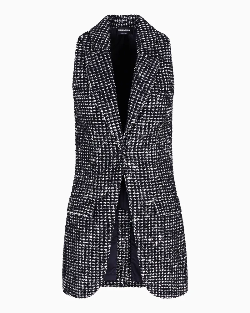 Giorgio Armani Lange Jersey-Weste mit Flock-Print und Pailletten Zweifarbig