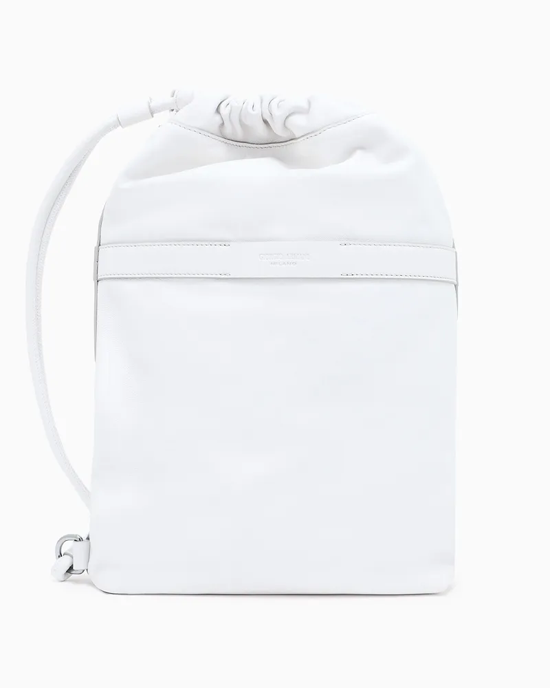 Giorgio Armani Mittelgroße Crossbody-Tasche aus Nappa Weiß