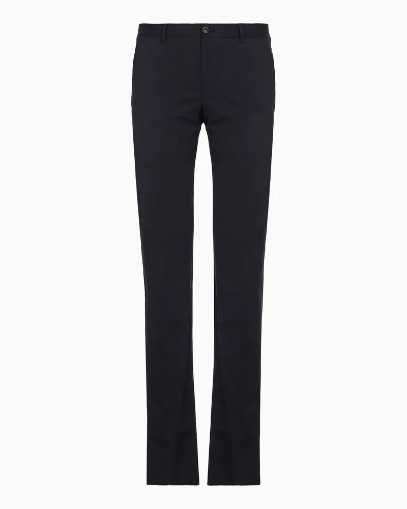 Giorgio Armani Flatfront-Hose aus Schurwolle Marineblau
