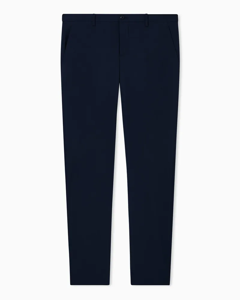 Giorgio Armani Flatfront-Hose aus Schurwolle Marineblau