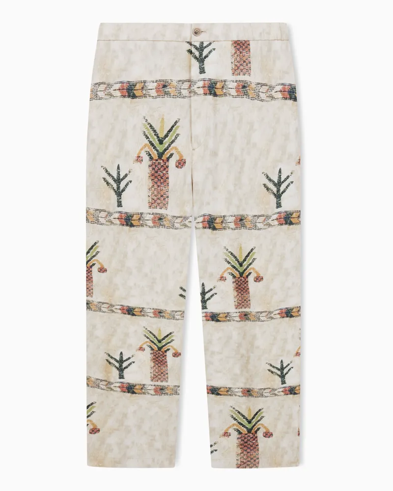 Giorgio Armani Flatfront-Hose aus Lyocell und Seide mit Print Gemustert