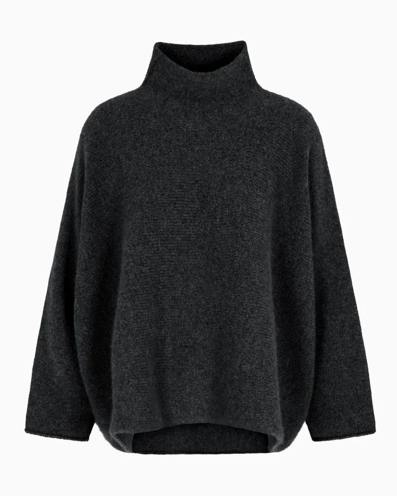 Giorgio Armani Oberteil mit hohem Kaschmirkragen Grau