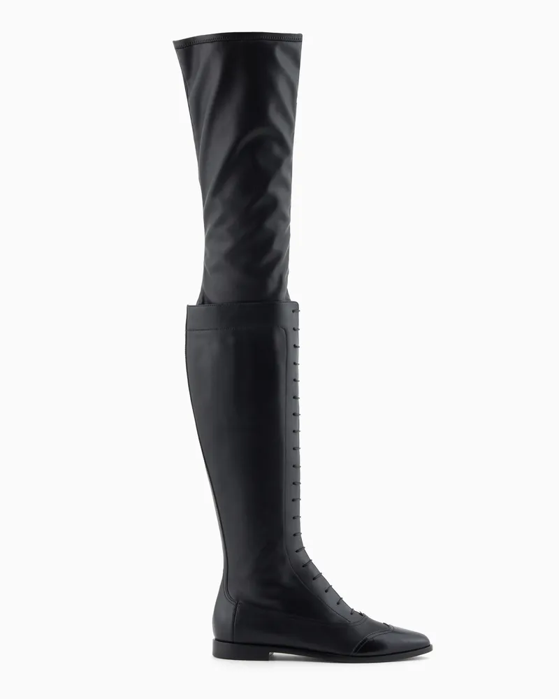 Giorgio Armani Schnürstiefel aus Glatt-Leder Schwarz