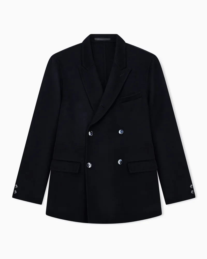 Giorgio Armani Blazer aus Double-Kaschmir mit Reverskragen und Taschen Marineblau