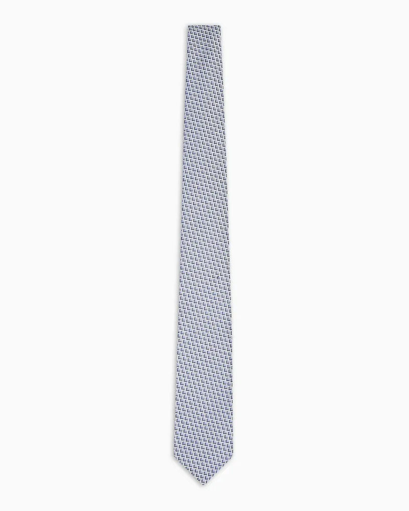 Giorgio Armani Krawatte aus Seiden-Jacquard mit geometrischem Muster Grau