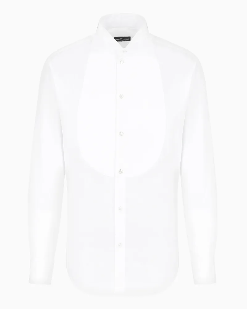 Giorgio Armani Smokinghemd Icon aus Baumwollpopeline Weiß