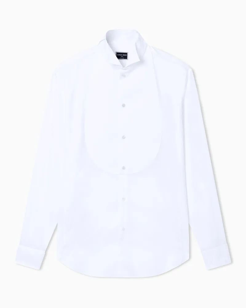 Giorgio Armani Smokinghemd Icon aus Baumwollpopeline Weiß