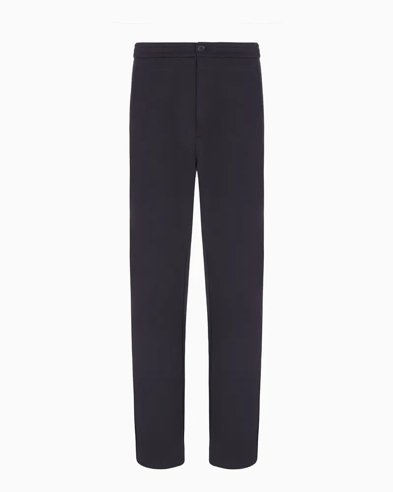 Giorgio Armani Hose aus doppellagigem Baumwolljersey Marineblau