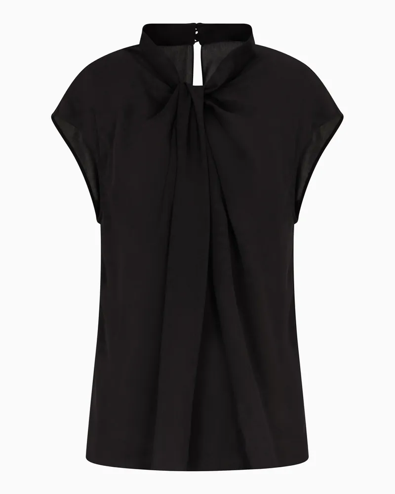 Giorgio Armani Bluse aus doppeltem, gewaschenem Seiden-Georgette Schwarz
