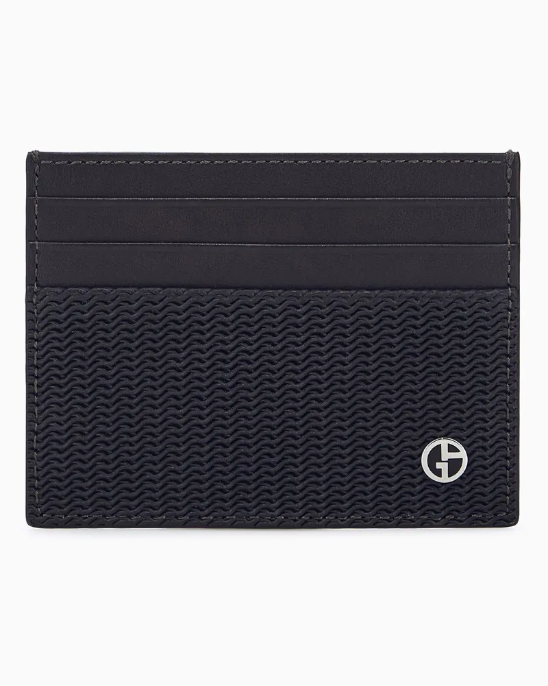 Giorgio Armani Kartenetui aus Leder mit Wellenmuster und sechs Fächern Braun