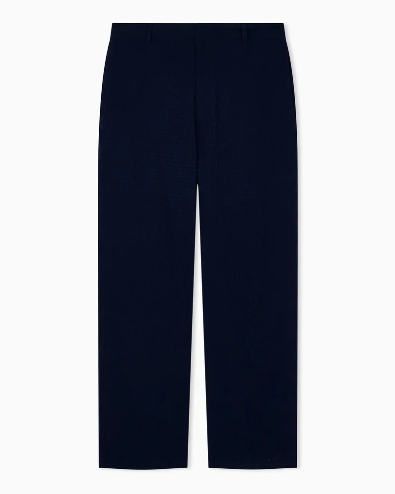 Giorgio Armani Stoffhose aus Seersucker mit Viskose und Cupro Blau