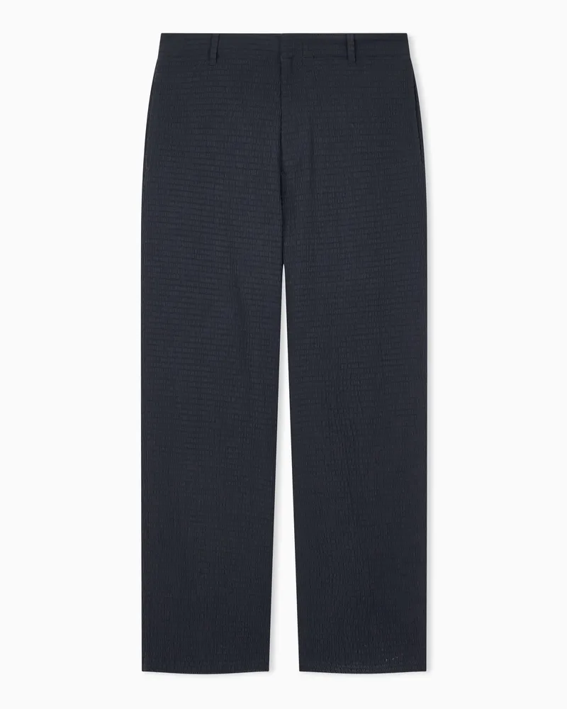 Giorgio Armani Stoffhose aus Seersucker mit Viskose und Cupro Blau