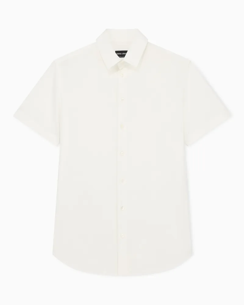 Giorgio Armani Kurzärmliges Baumwollhemd Weiß