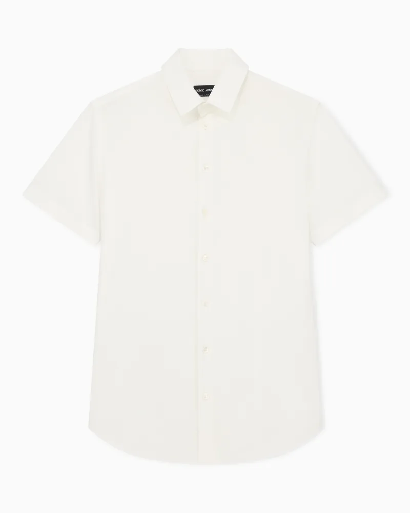 Giorgio Armani Kurzärmliges Baumwollhemd Weiß