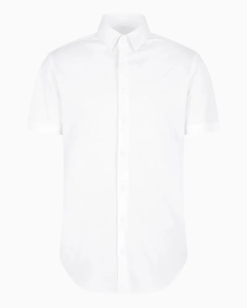 Giorgio Armani Kurzärmliges Baumwollhemd Weiß