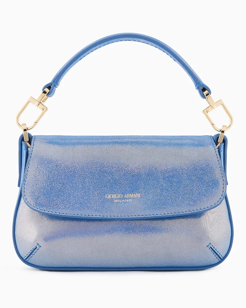 Giorgio Armani Kleine Tasche la Prima Soft aus glänzendem Nubuk Blau