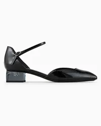 Giorgio Armani D‘orsay Pumps Aus Metallic-lackleder Schwarz