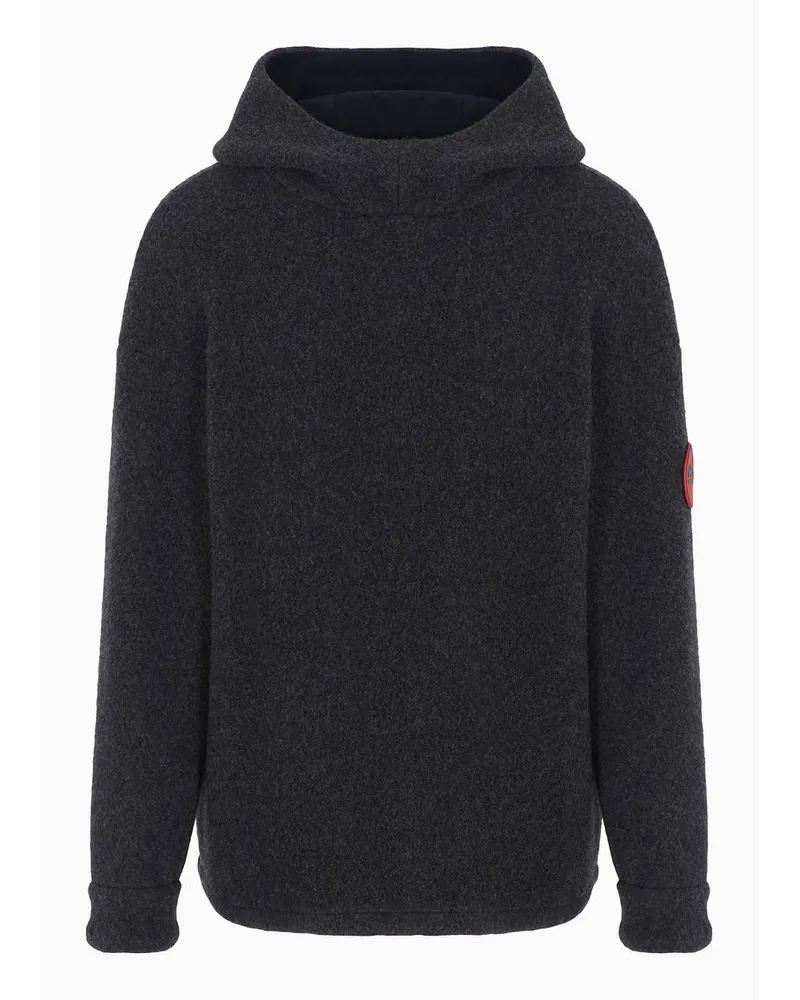 Giorgio Armani Neve Sweatshirt mit Kapuze Aus Wollfleece und Kaschmir Dunkelgrau