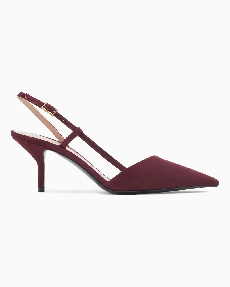 Giorgio Armani Slingbacks aus Veloursleder Burgunderrot