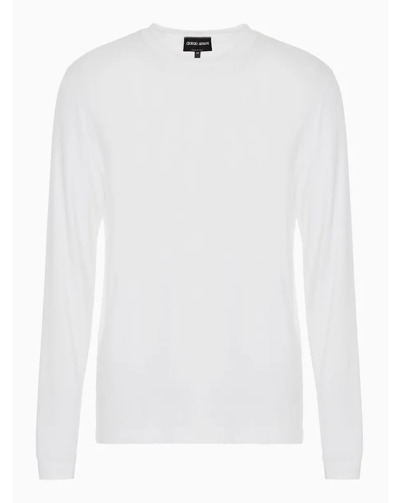 Giorgio Armani Pullover mit Rundhalsausschnitt und Langen Ärmeln Aus Viskosejersey mit Stretchanteil Weiss