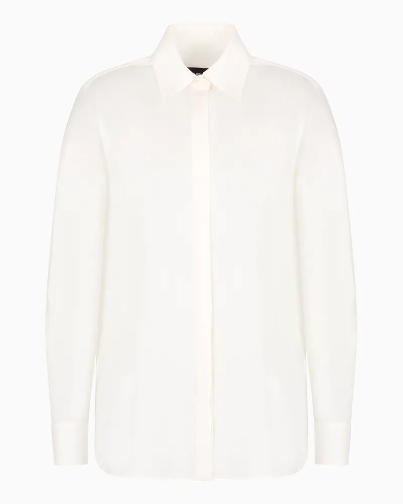 Giorgio Armani Bluse aus reinem Seidencharmeuse Weiß
