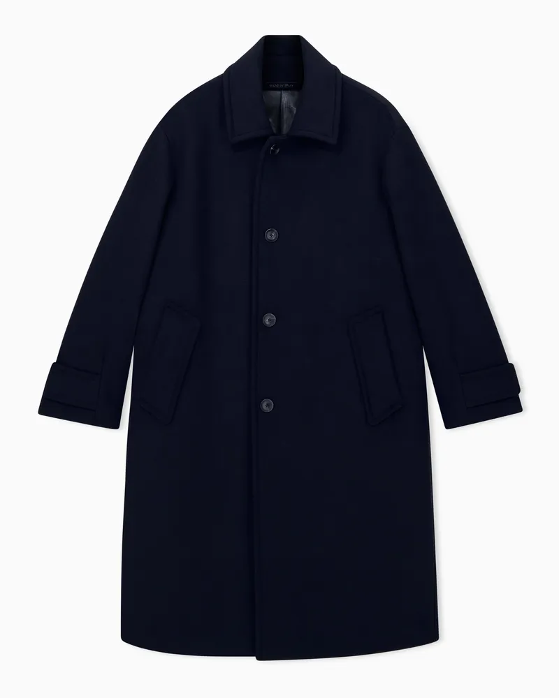 Giorgio Armani Einreihiger Mantel aus Schurwolle und Kaschmir mit Revers Schwarz