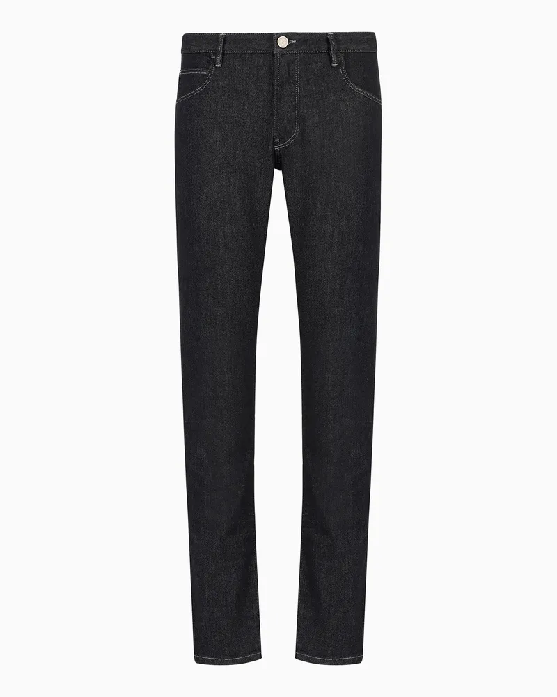 Giorgio Armani Five-Pocket-Hose in Slim Fit aus elastischem Baumwolldenim Schwarz