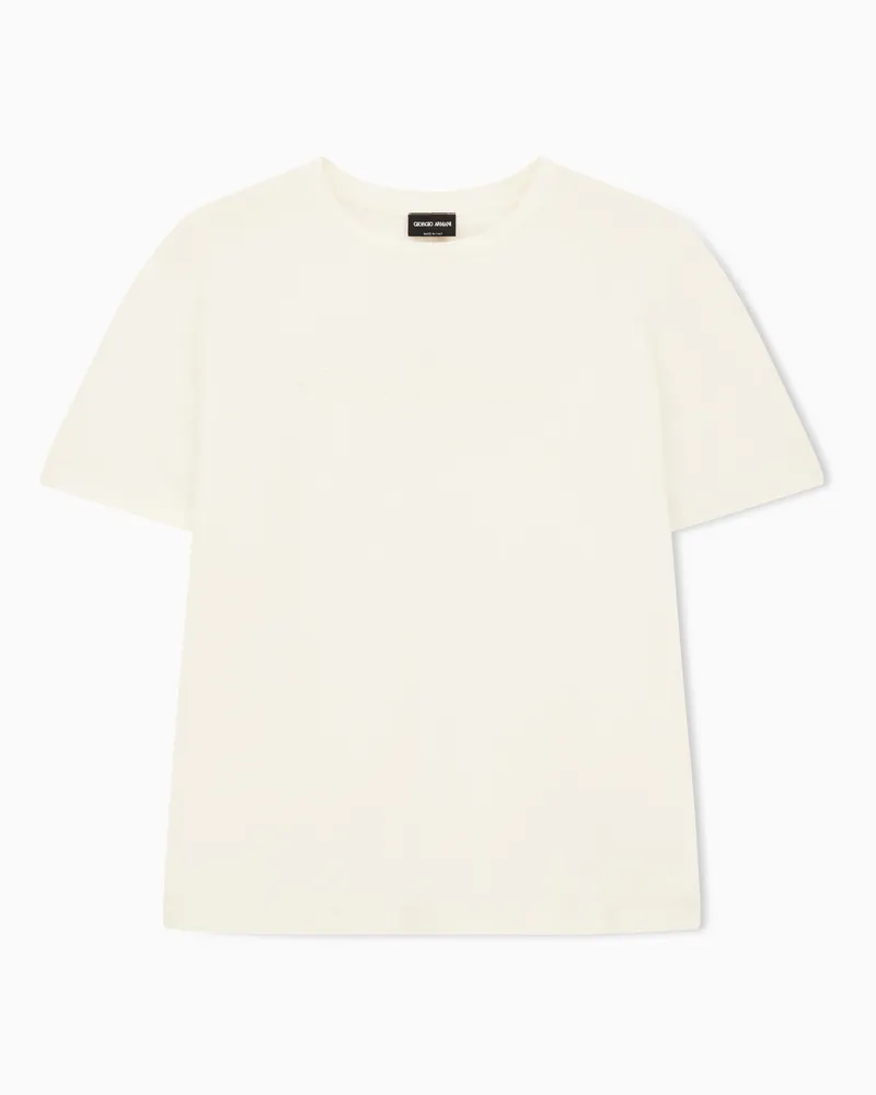 Giorgio Armani T-Shirt aus Interlock-Baumwolle mit Rundhalsausschnitt Weiß