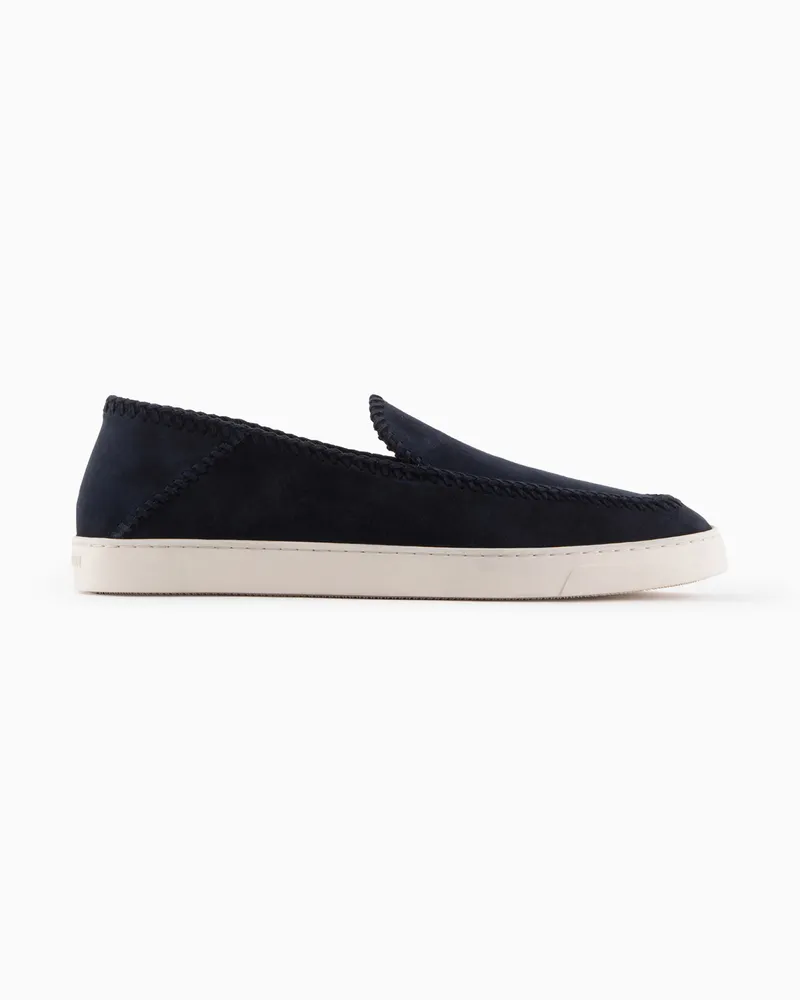 Giorgio Armani Galleria 3 Slip-on Veloursleder mit Gummisohle Essential Marineblau
