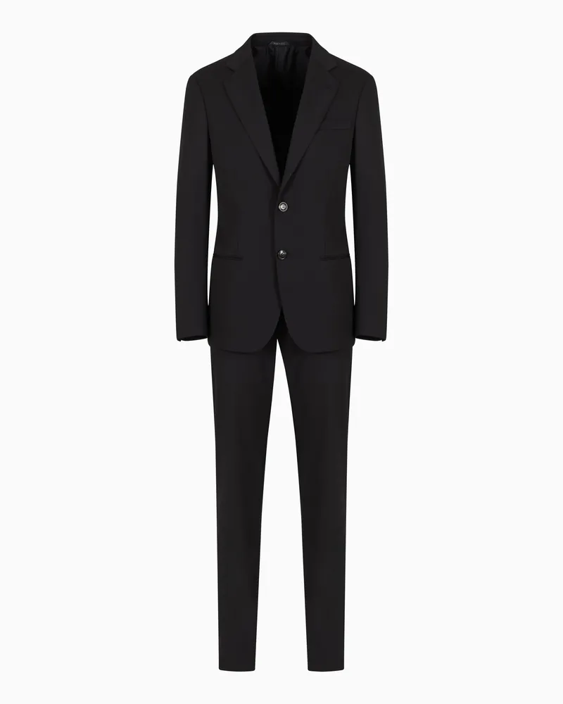 Giorgio Armani Einreihiger Anzug der Soho-Linie aus Wolltwill Schwarz